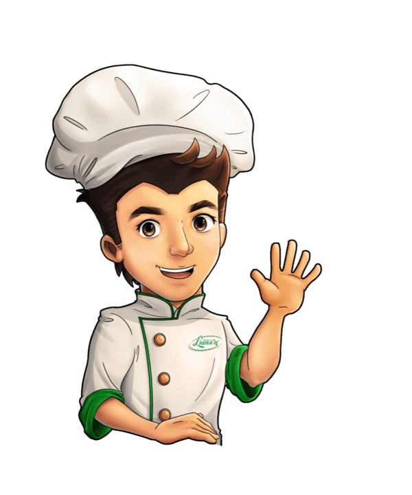 Jimmy, the Liansin chef mascot, waving
